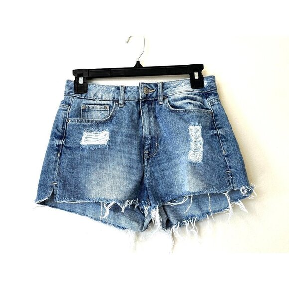 H&M Divided Light Wash Blue Denim Distressed Jean Shorts 6 - Picture 7 of 7